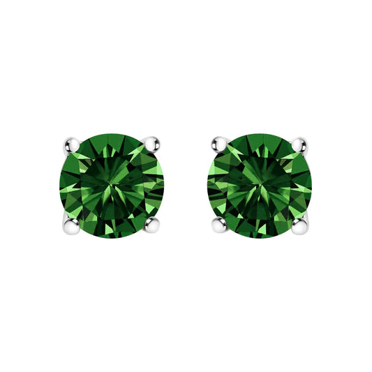 Earrings: 14K white gold green lab-grown diamond solitaire stud earrings in prong settings on Tampa Home & Garden Store
