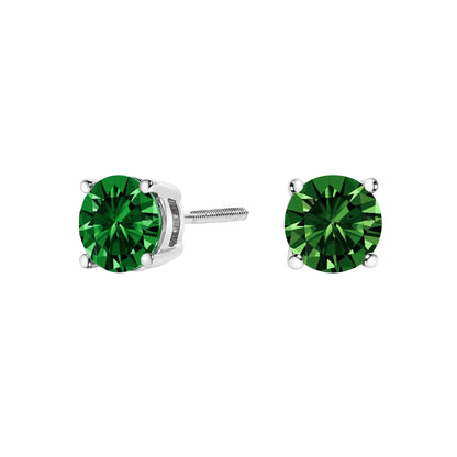 14K white gold lab-grown green diamond solitaire stud earrings, 1.0 cttw, pair on Tampa Home & Garden Store