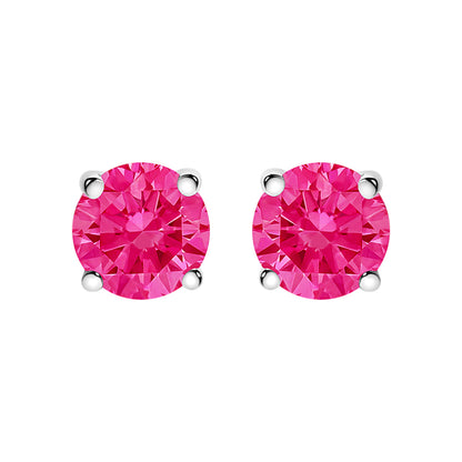 14K white gold pink diamond stud earrings with 4-prong settings, round pink stones, pair on Tampa Home & Garden Store