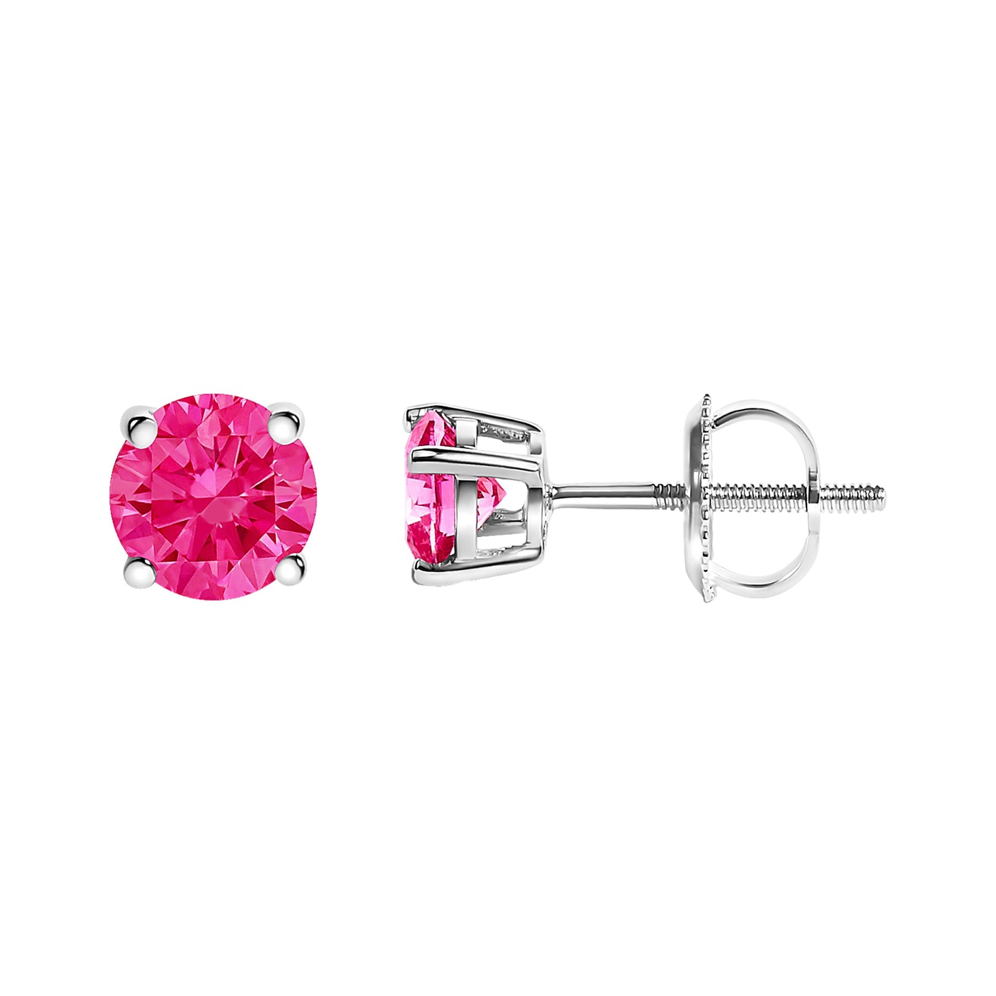 14K White Gold Pink Diamond Earrings, 1.0 cttw, lab-grown, round brilliant, 4-prong solitaire on Tampa Home & Garden Store