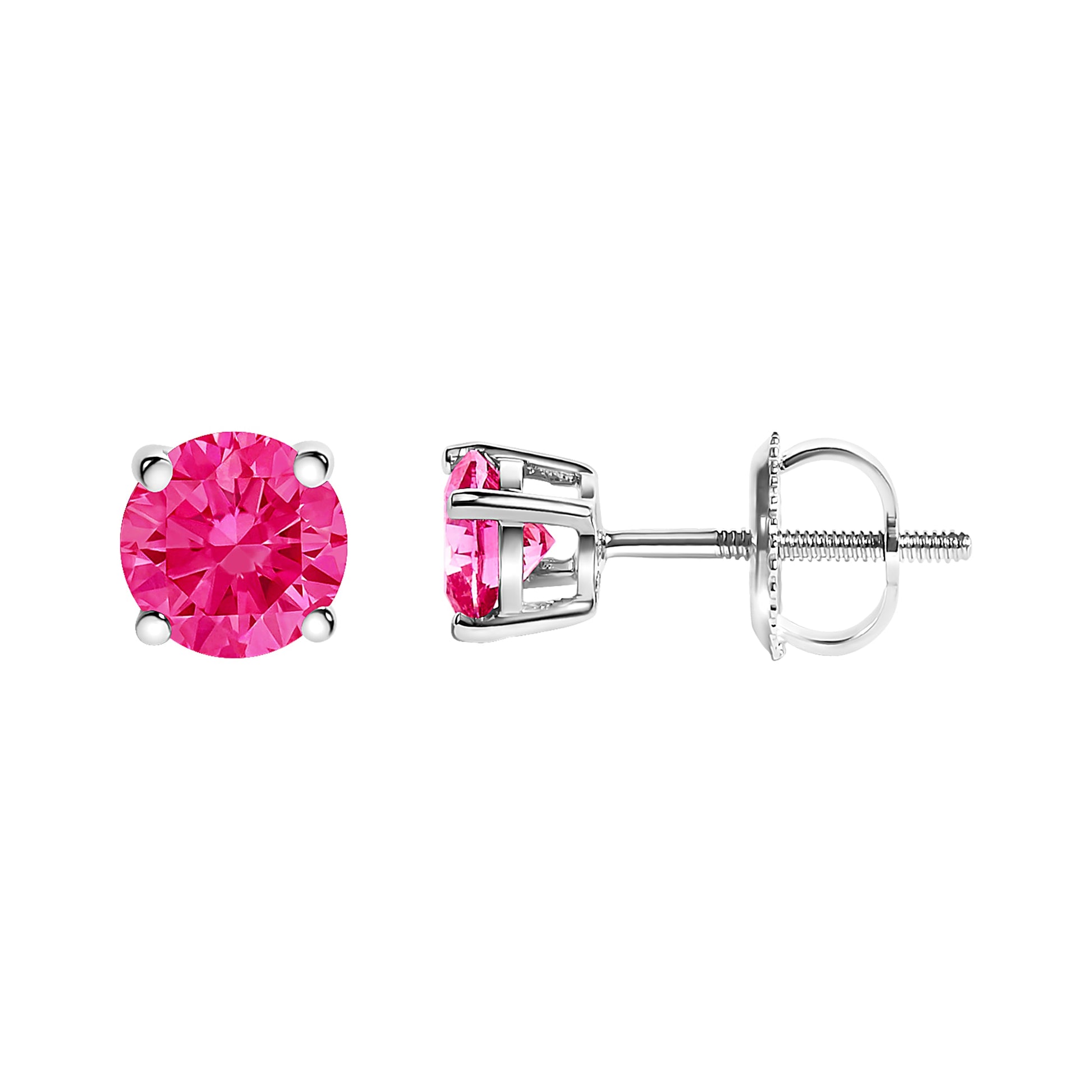 14K White Gold Pink Diamond Earrings, 1.0 cttw, lab-grown, round brilliant, 4-prong solitaire on Tampa Home & Garden Store