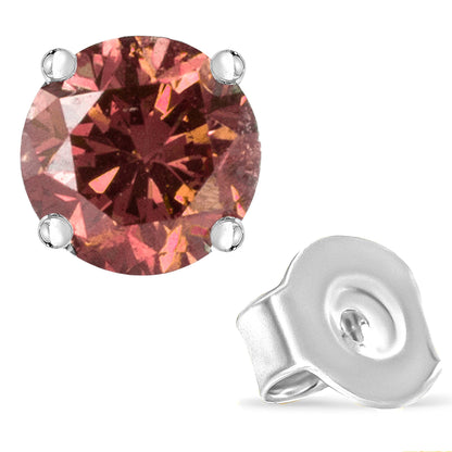 Earrings: 14K white gold pink lab-grown diamonds, 1.0 Cttw, round, 4-prong, Bids.com on Tampa Home & Garden Store