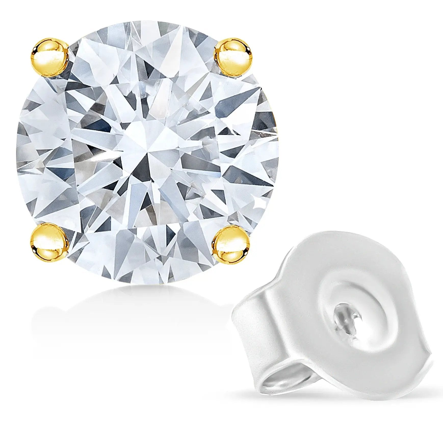 14K gold lab-grown diamond solitaire stud earrings with round 1.0 cttw diamonds in settings on Tampa Home & Garden Store