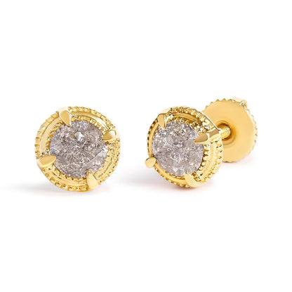 3x 14K yellow gold plated sterling silver diamond stud earrings, 1.0 cttw on Tampa Home & Garden Store