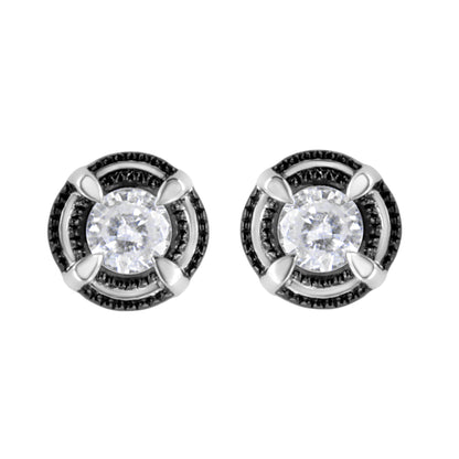 Black rhodium plated diamond halo stud earrings, 1.5 cttw, double halo pair on Tampa Home & Garden Store