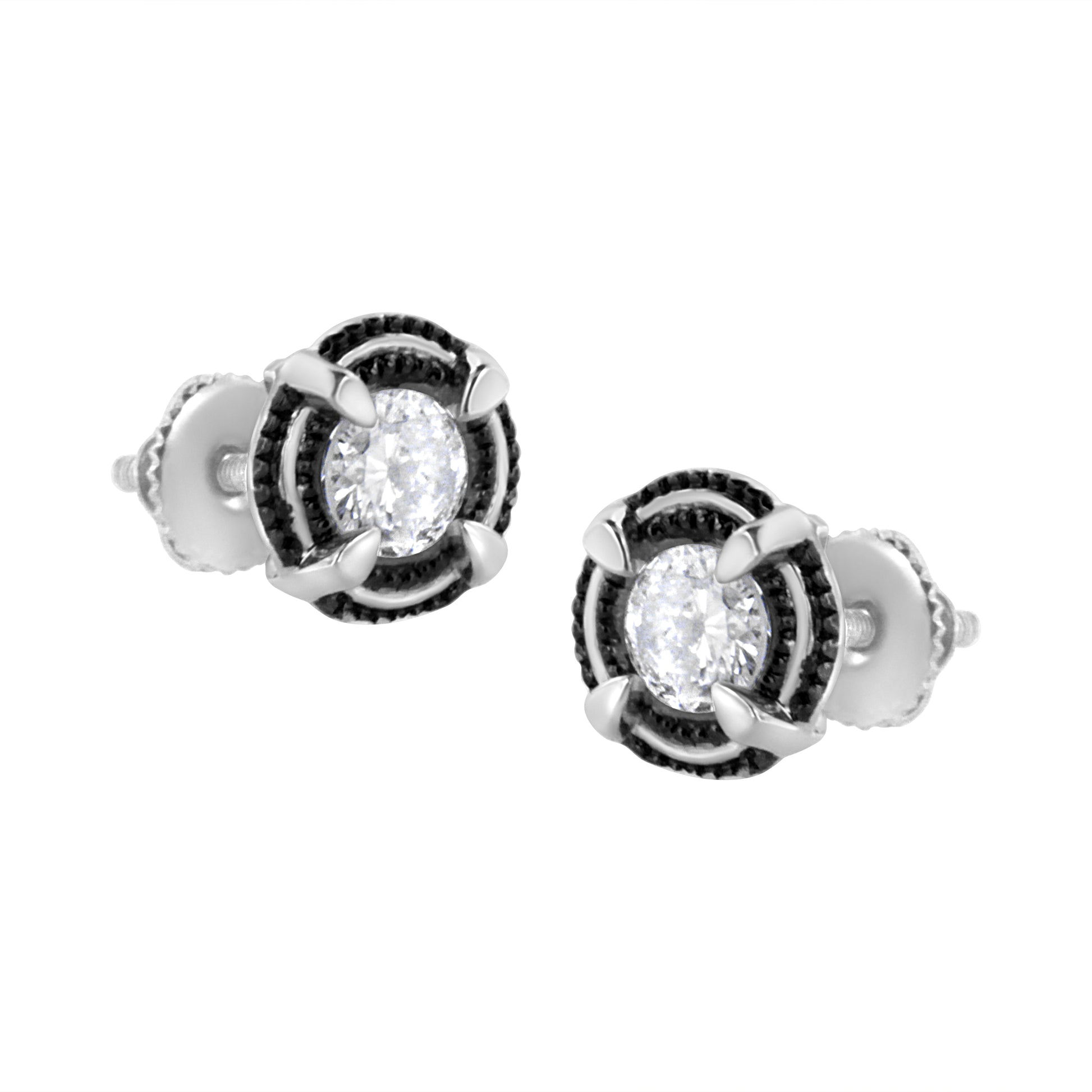 Diamond stud earrings by Bids.com, black rhodium plated .925 silver, double halo milgrain on Tampa Home & Garden Store