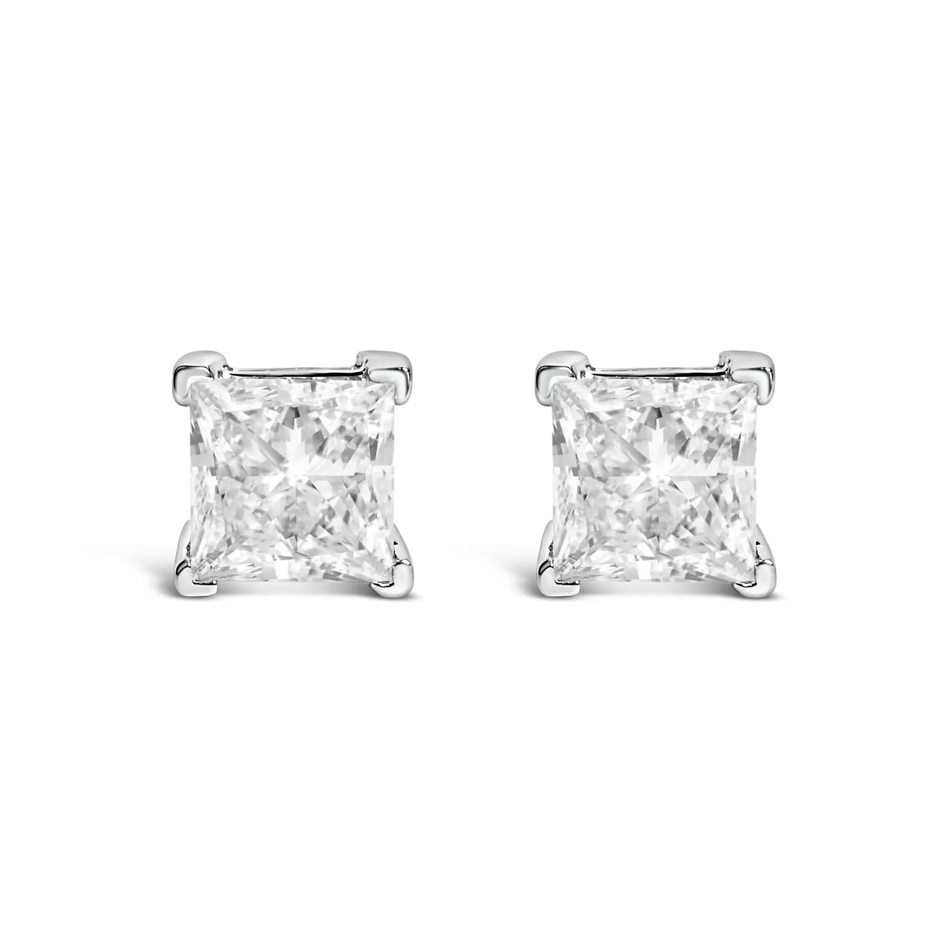 Two 14K white gold princess-cut lab-grown diamond stud earrings, 1.0 cttw by Bids.com on Tampa Home & Garden Store