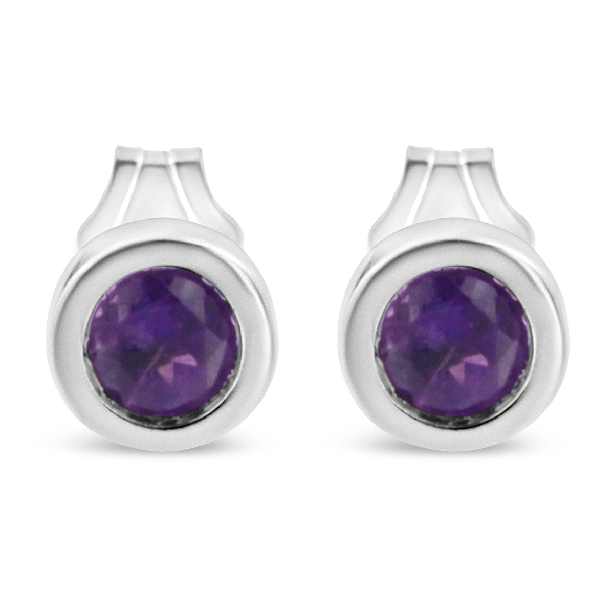 Earrings bezel-set 3.5mm created ruby gemstone studs in .925 sterling silver pair by Bids.com on Tampa Home & Garden Store