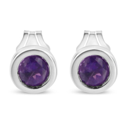 Earrings bezel-set 3.5mm created ruby gemstone studs in .925 sterling silver pair by Bids.com on Tampa Home & Garden Store