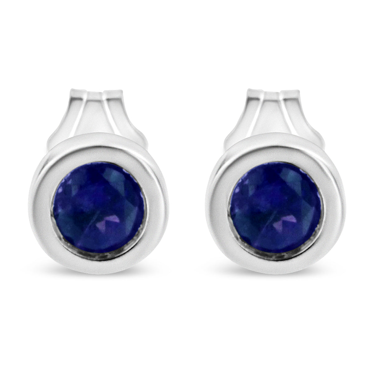 Sterling silver bezel-set 3.5mm blue gemstone stud earrings, pair by Bids.com on Tampa Home & Garden Store