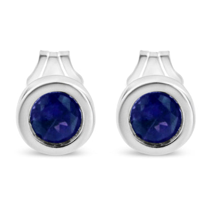 Sterling silver bezel-set 3.5mm blue gemstone stud earrings, pair by Bids.com on Tampa Home & Garden Store