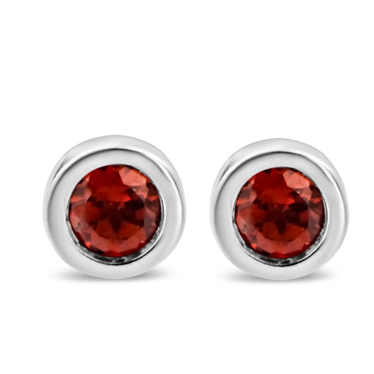 Sterling silver red ruby bezel-set stud earrings, 3.5mm, pair by Bids.com on Tampa Home & Garden Store