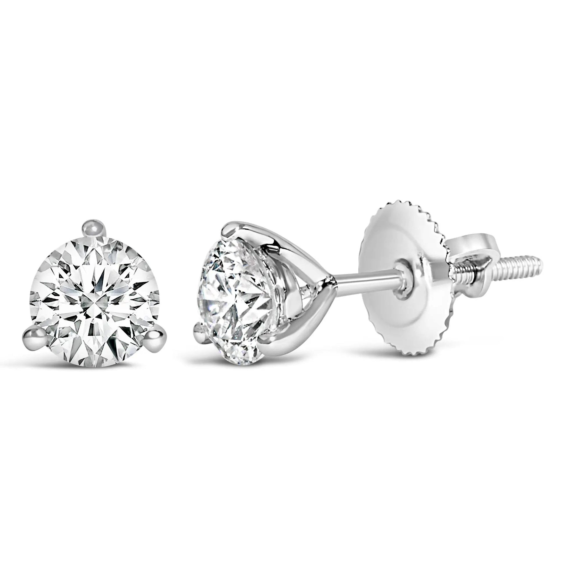 Earrings 14K white gold lab-grown diamond stud, 2.0 ctw, martini screw-back by Bids.com on Tampa Home & Garden Store