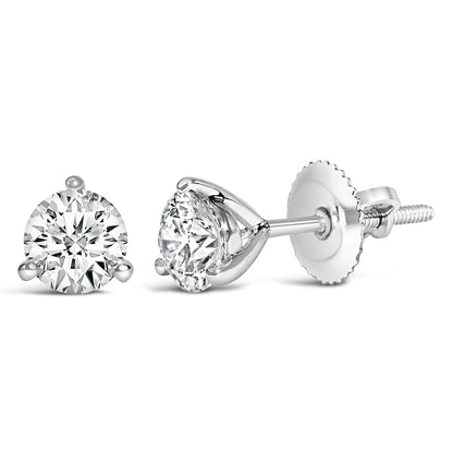 Earrings 14K white gold lab-grown diamond stud, 2.0 ctw, martini screw-back by Bids.com on Tampa Home & Garden Store