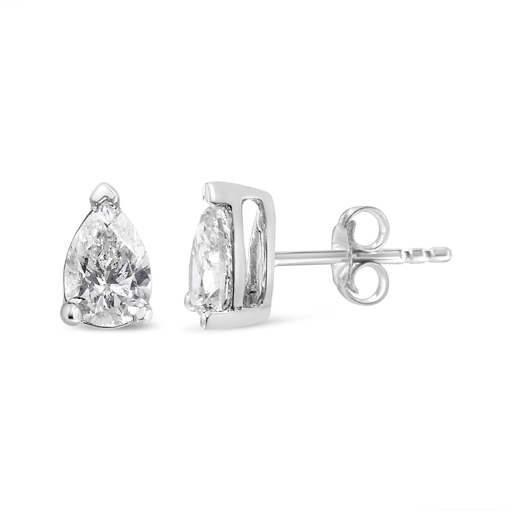 14K white gold pear shape lab grown diamond stud earrings, 1/2 cttw, F-G color, VS2-SI1 on Tampa Home & Garden Store