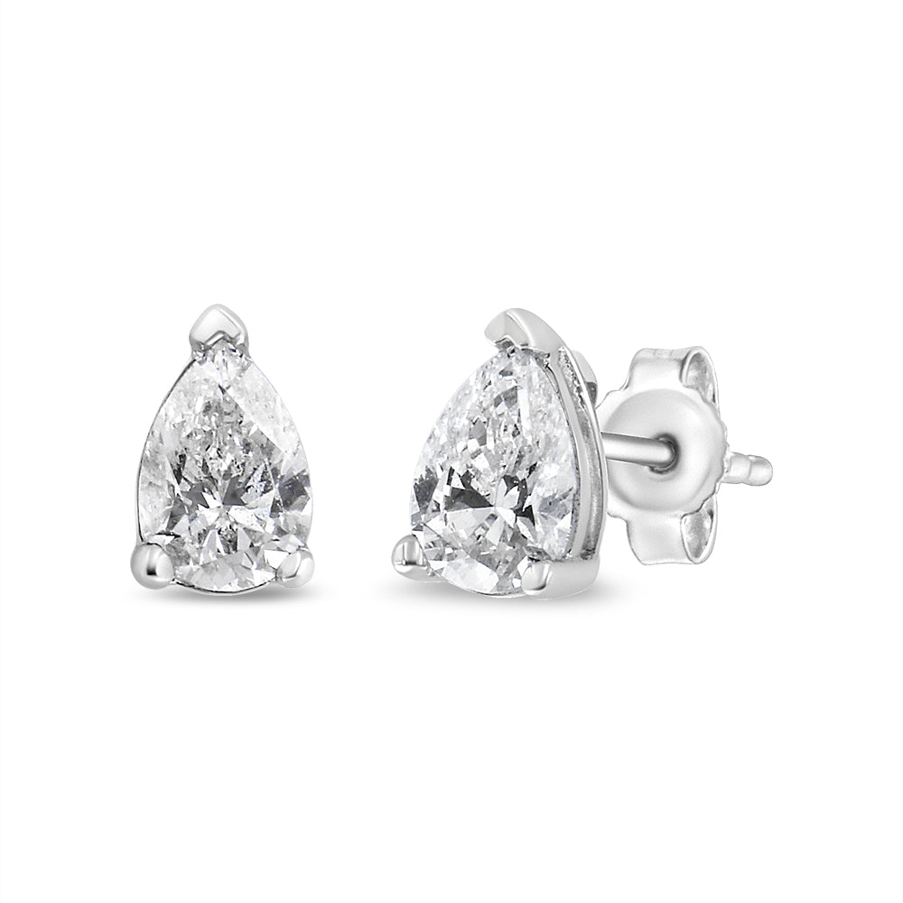 Pear-shaped diamond stud earrings in 14K white gold, 1/2 cttw lab-grown diamonds, F-G color on Tampa Home & Garden Store