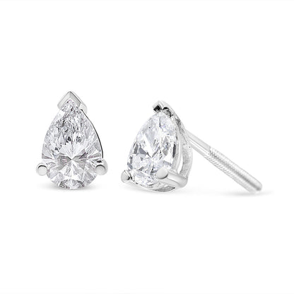 Pear shape solitaire lab-grown diamond stud earrings, 14K white gold, Bids.com, F-G/VS2-SI1 on Tampa Home & Garden Store
