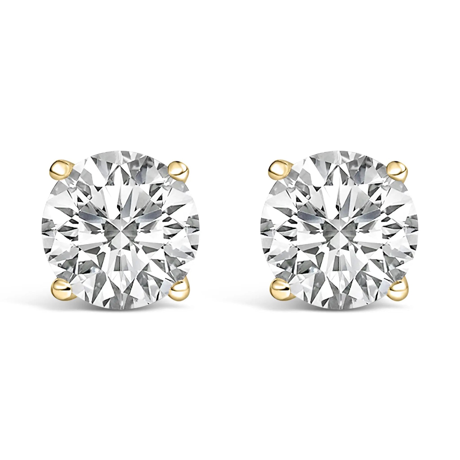 Two 14K white gold lab-grown diamond solitaire stud earrings with yellow gold prongs, 1.00 cttw on Tampa Home & Garden Store