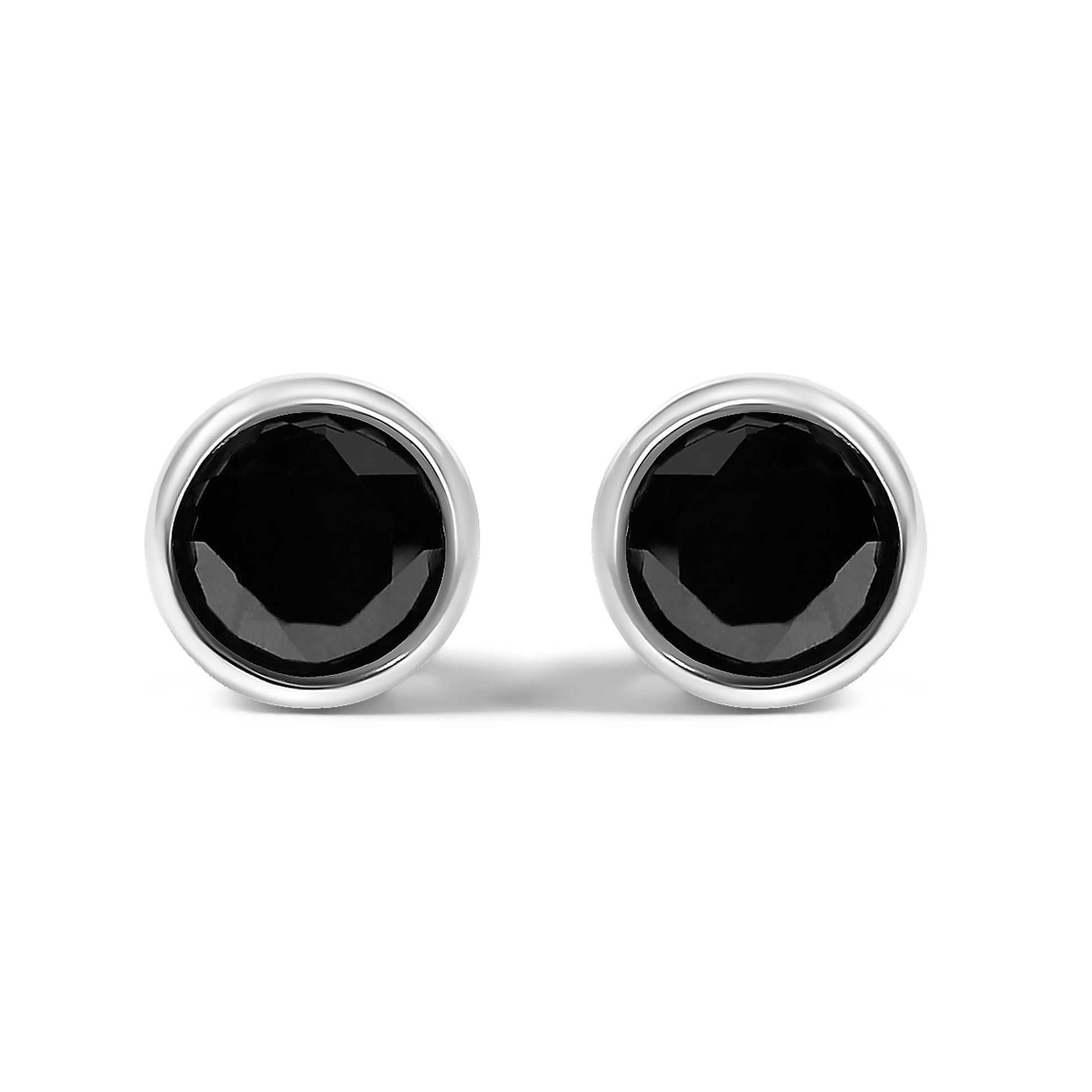 Bezel-set black diamond stud earrings in 925 sterling silver, 4.00 Cttw, screw backs, pair, Bids.com on Tampa Home & Garden Store