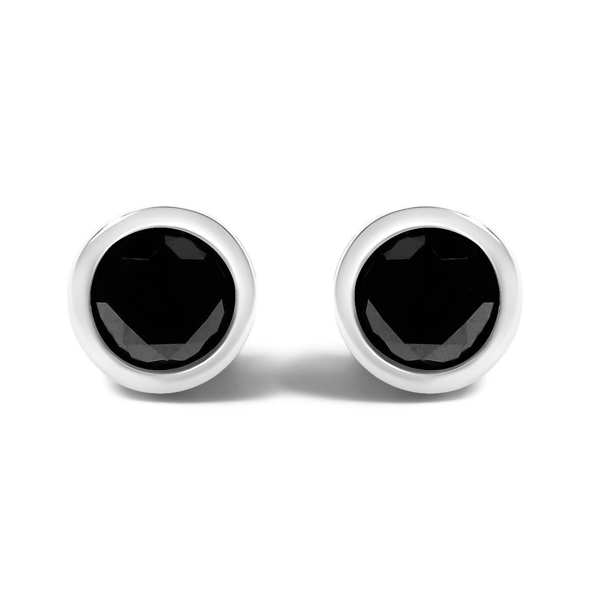 Sterling silver bezel-set round black diamond stud earrings with screw backs, 4.00 cttw, by Bids.com on Tampa Home & Garden Store