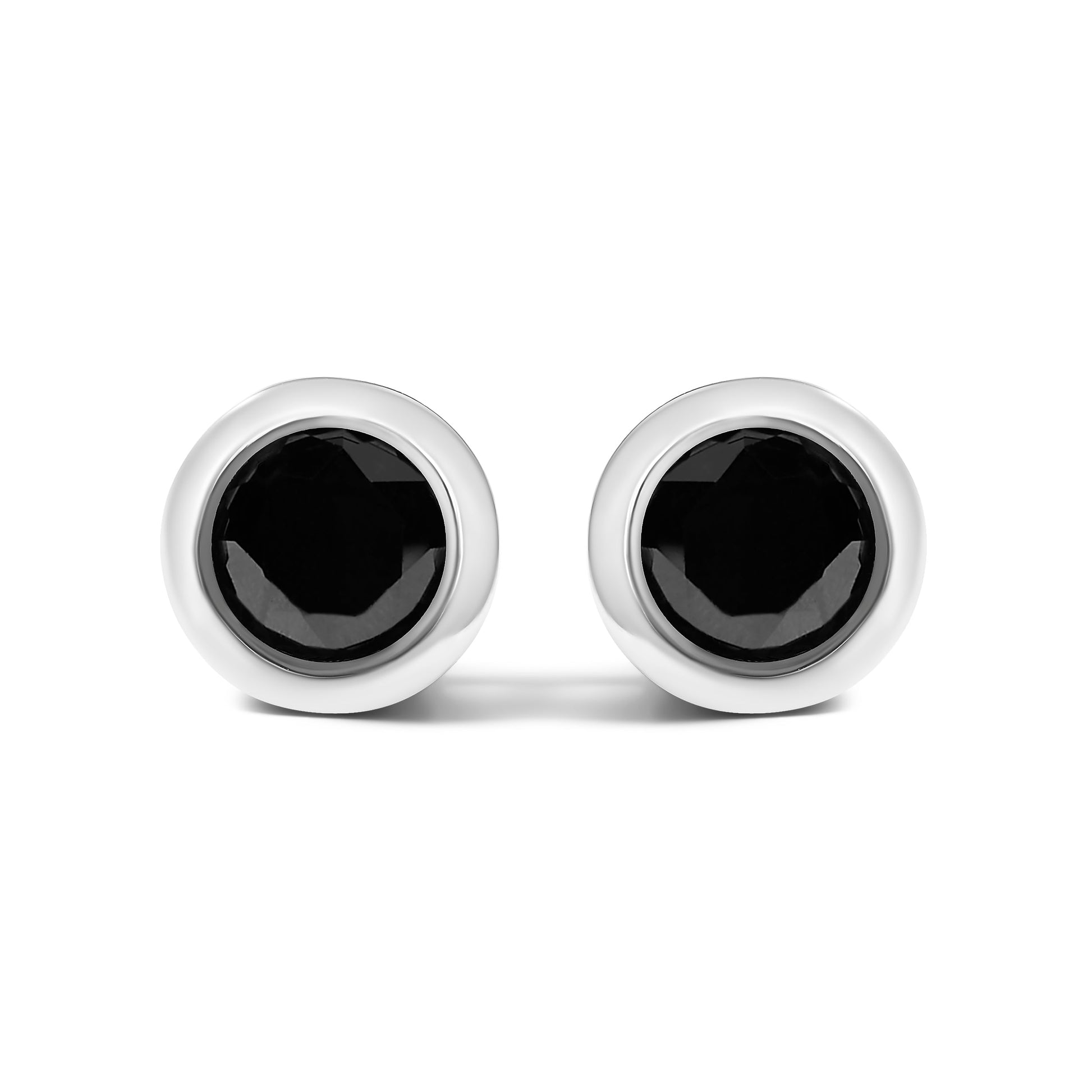 Pair of bezel-set black diamond stud earrings in silver with screw backs, I2-I3, Bids.com on Tampa Home & Garden Store