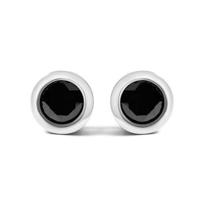 Pair of bezel-set black diamond stud earrings in silver with screw backs, I2-I3, Bids.com on Tampa Home & Garden Store