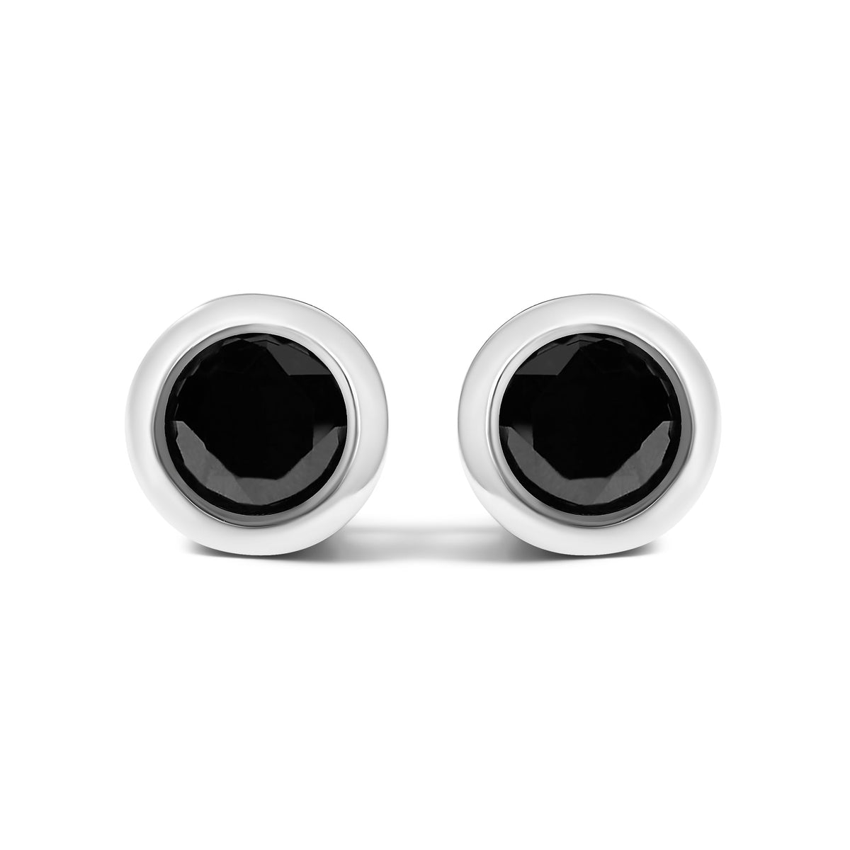 Earrings .925 silver round black diamond bezel-set stud with screw backs I2-I3 on Tampa Home & Garden Store