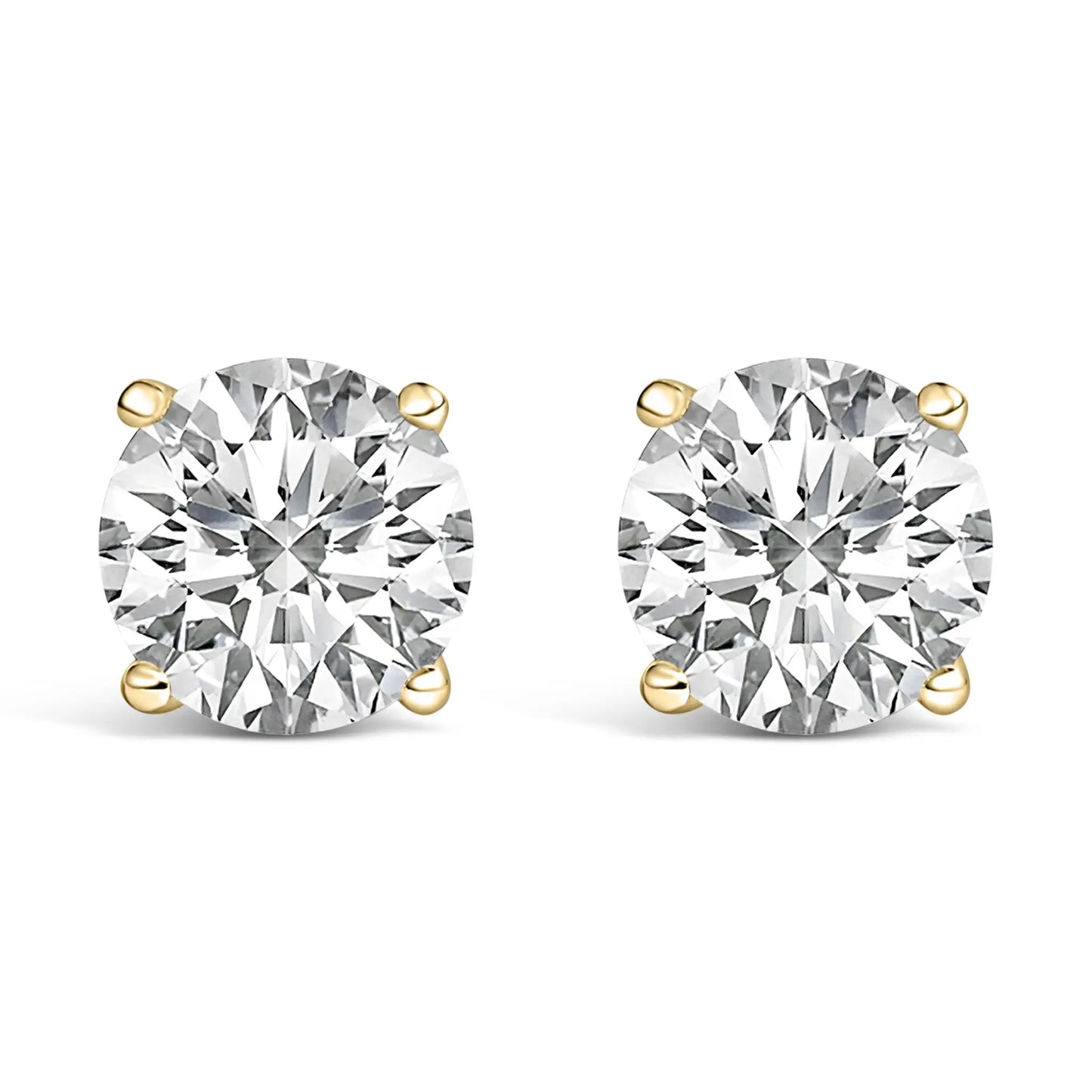Earrings: 14K white gold lab-grown diamond solitaire studs with gold prongs, 1.00 cttw pair on Tampa Home & Garden Store