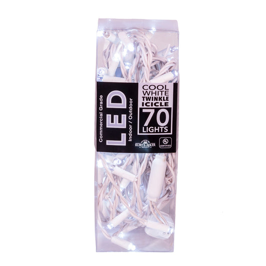 70-Light Cool White Soft Twinkle White Wire LED Icicle Light Set - Tampa Home & Garden Store