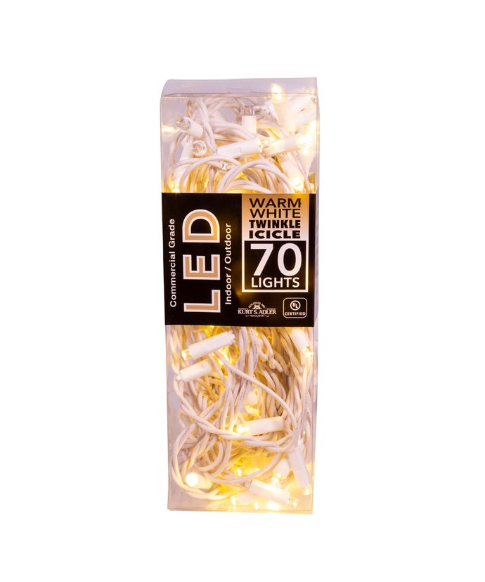 70-Light Warm White Soft Twinkle White Wire LED Icicle Light Set - Tampa Home & Garden Store