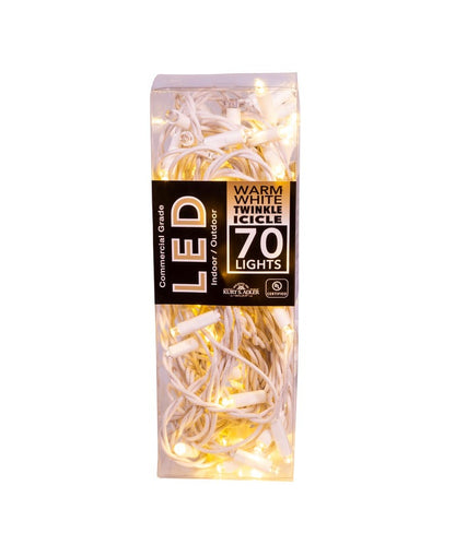 70-Light Warm White Soft Twinkle White Wire LED Icicle Light Set - Tampa Home & Garden Store