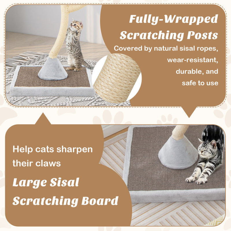 70" Tall Metal Cat Tree Tower with 3 Plush Perches & Sisal Scratching Posts - Tampa Home & Garden Store
