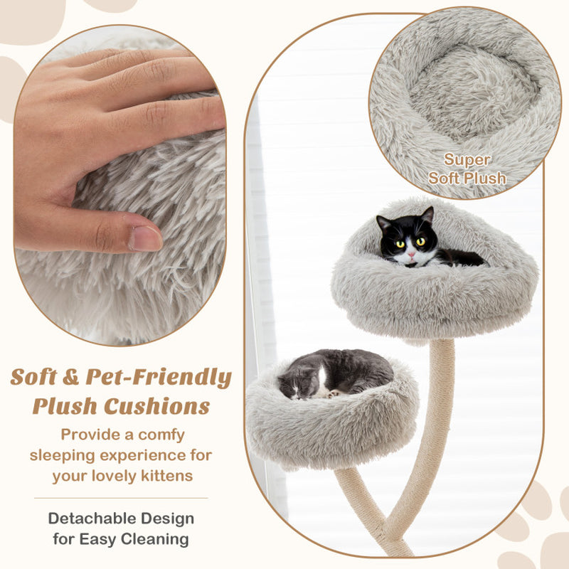 70" Tall Metal Cat Tree Tower with 3 Plush Perches & Sisal Scratching Posts - Tampa Home & Garden Store