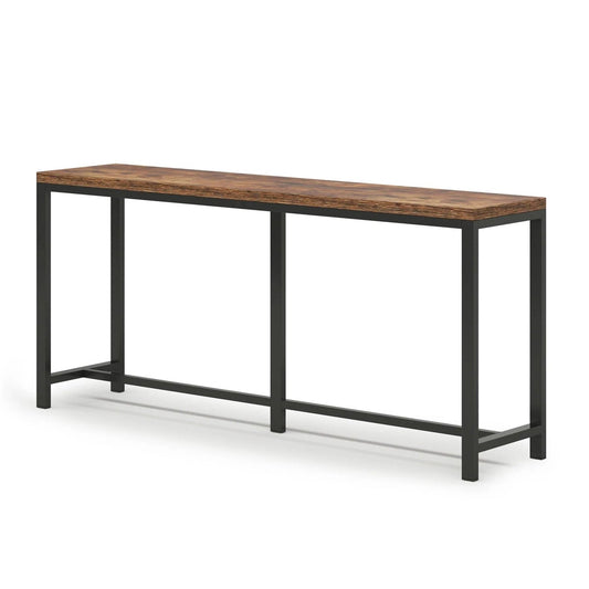 70-inch Long Narrow Hallway Sofa Table with Wood Top and Black Metal Frame - Tampa Home & Garden Store