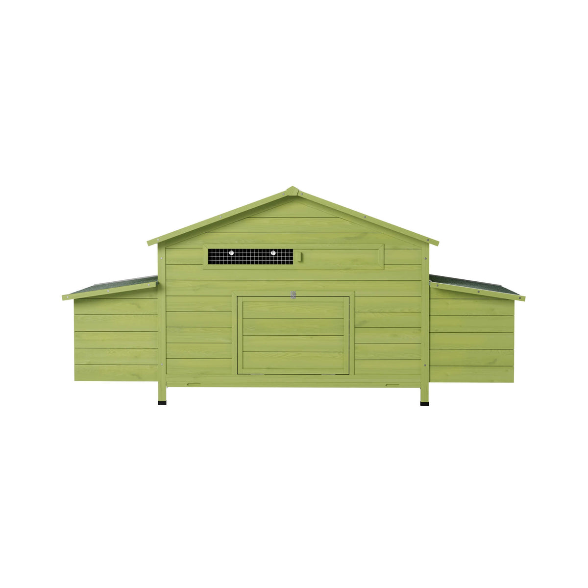 70-Inch green chicken coop with nesting box, perch, and run doors by SAKSBY Wholesale on Tampa Home & Garden Store