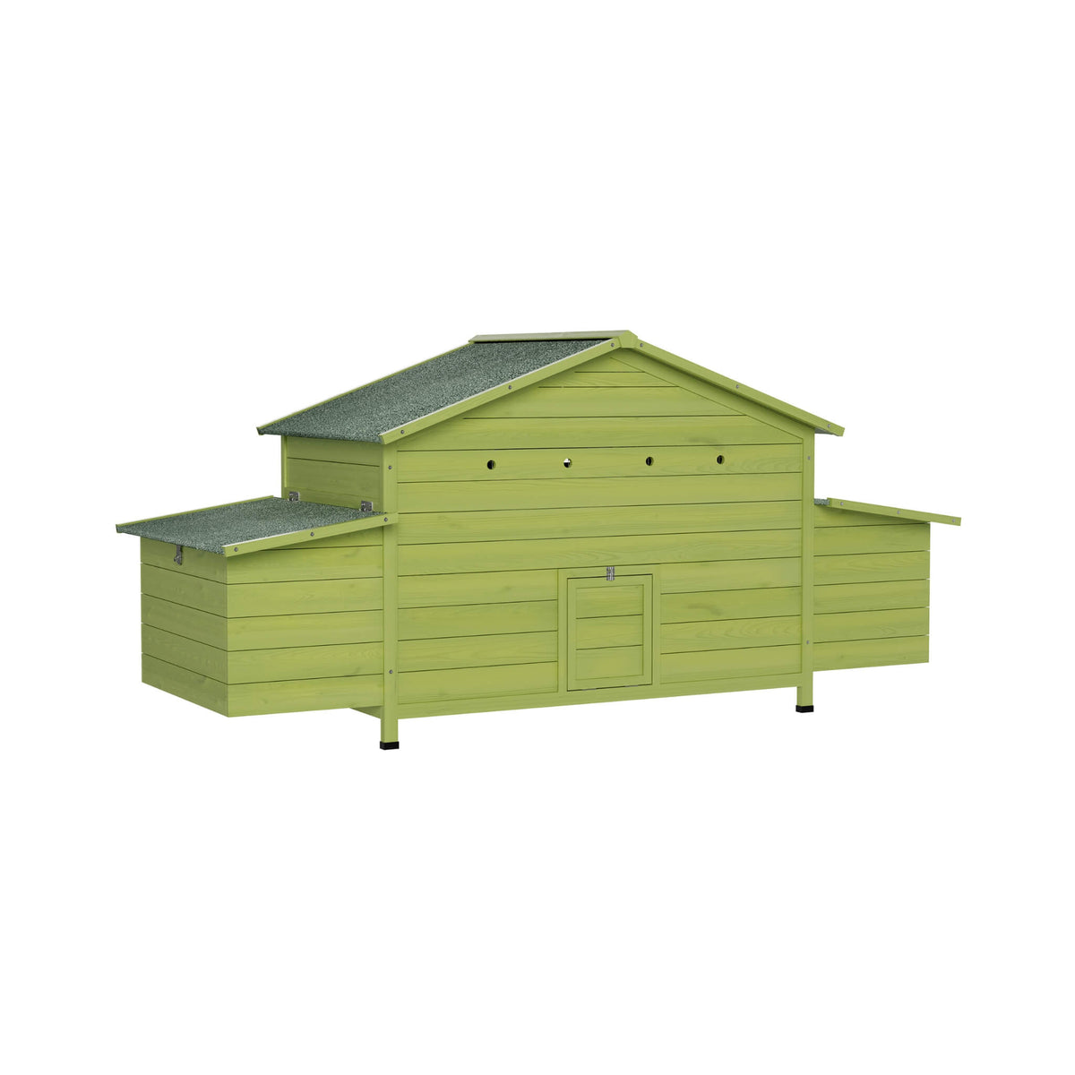 70-Inch Wooden Chicken Coop With Nesting Box, Perch, And Run Doors SAKSBY WHOLESALE green finish on Tampa Home & Garden Store