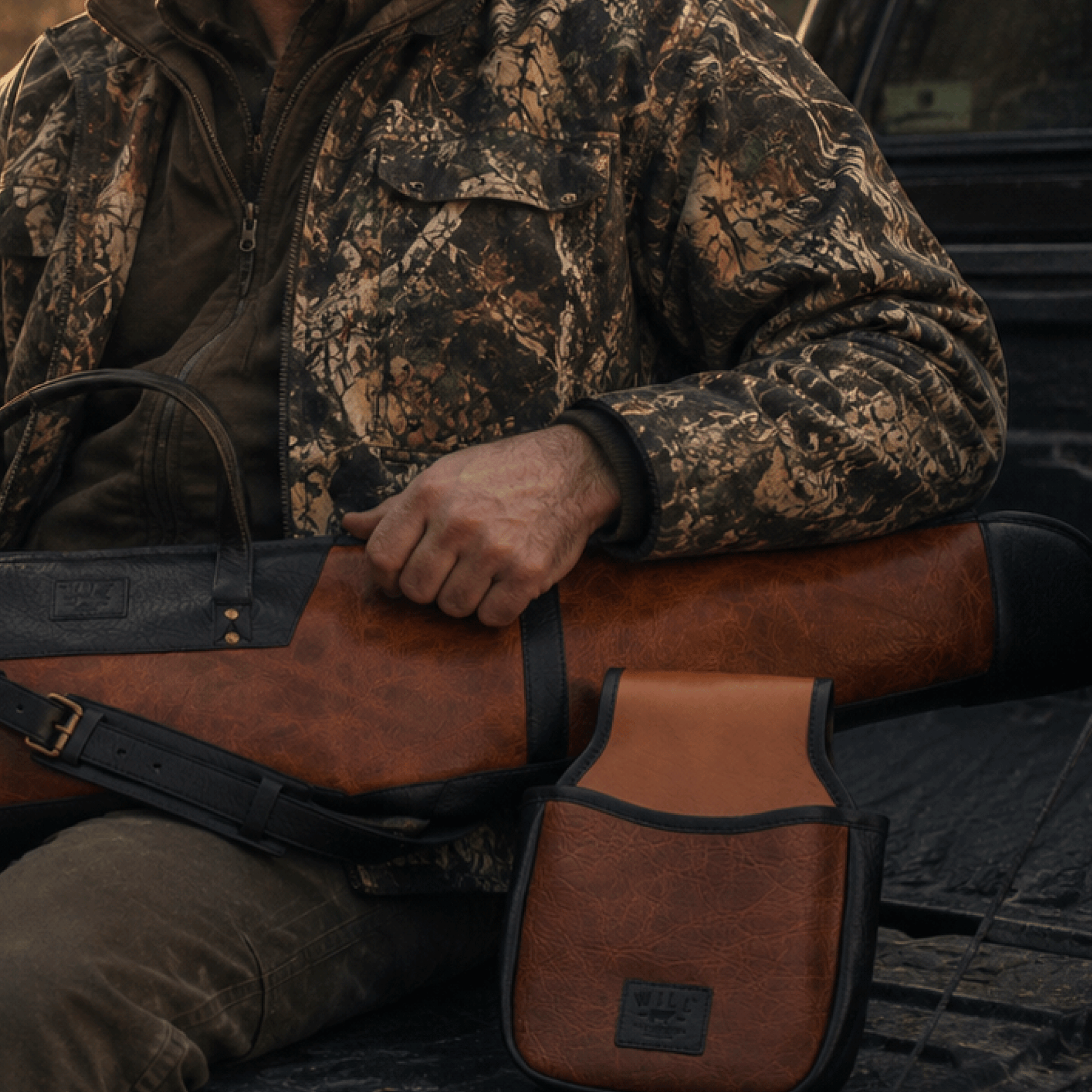 Ammo Belt Bag by Will Leather Goods in brown leather with black strap on Tampa Home & Garden Store
