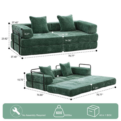 Compact Floor Sofa Bed With A Pillow And Frame
