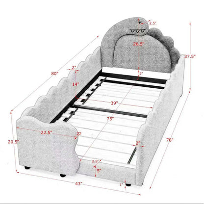 Cute Dinosaur Bed with Guardrail Toddler Frame