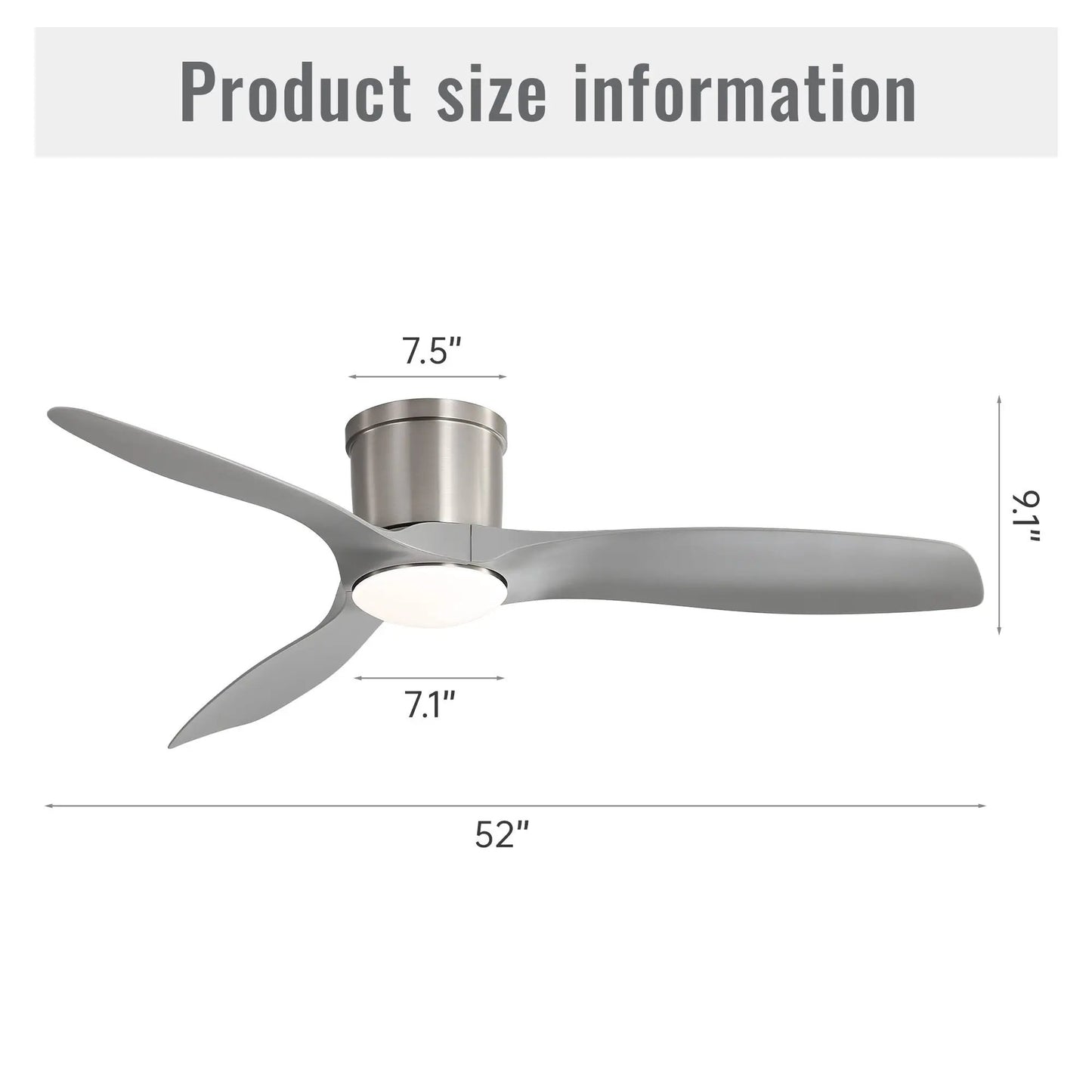 Flush Mount Ceiling Fan with Dimmable Led Light