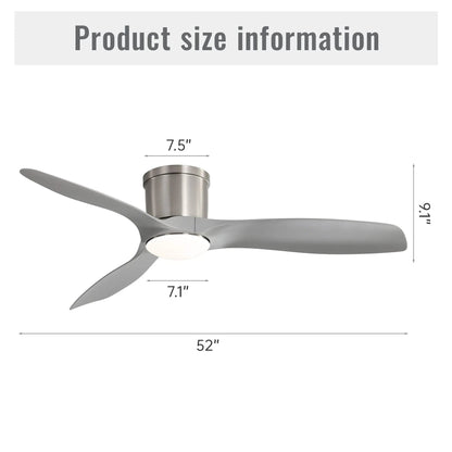 Flush Mount Ceiling Fan with Dimmable Led Light