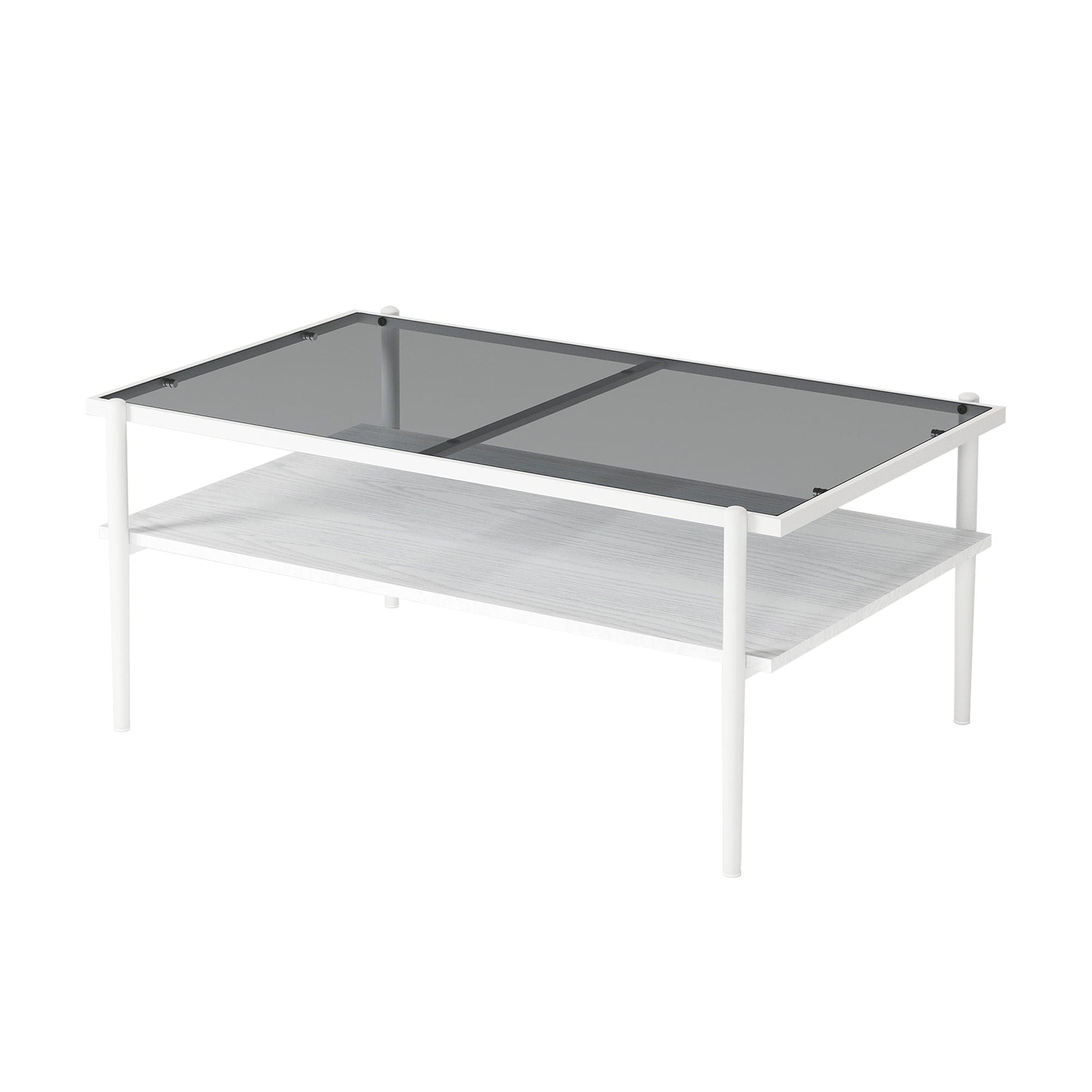 Rectangle coffee table with tempered glass top and white metal frame Unique Piece Furniture on Tampa Home & Garden Store