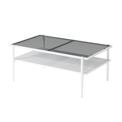 Rectangle coffee table with tempered glass top and white metal frame Unique Piece Furniture on Tampa Home & Garden Store