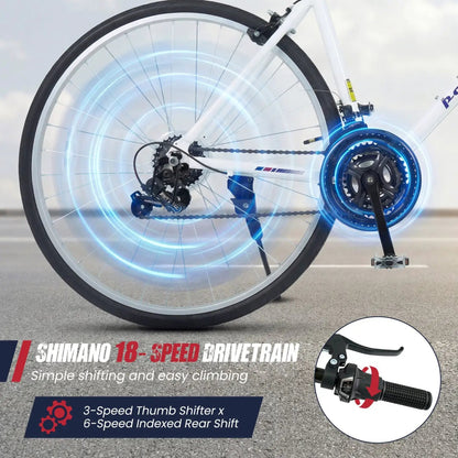 Hybrid Bike for Adults with 700C 18 Speed Shimano