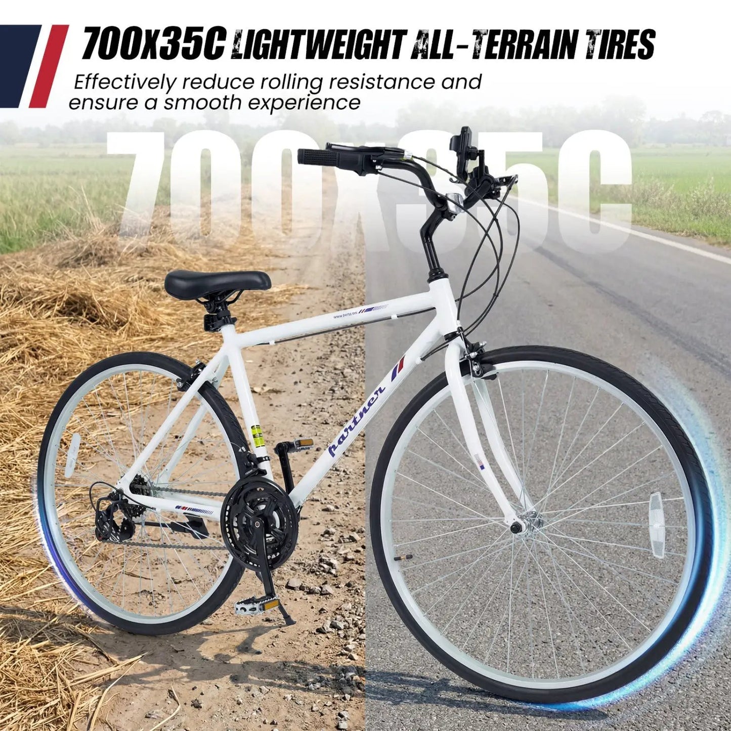 Hybrid Bike for Adults with 700C 18 Speed Shimano