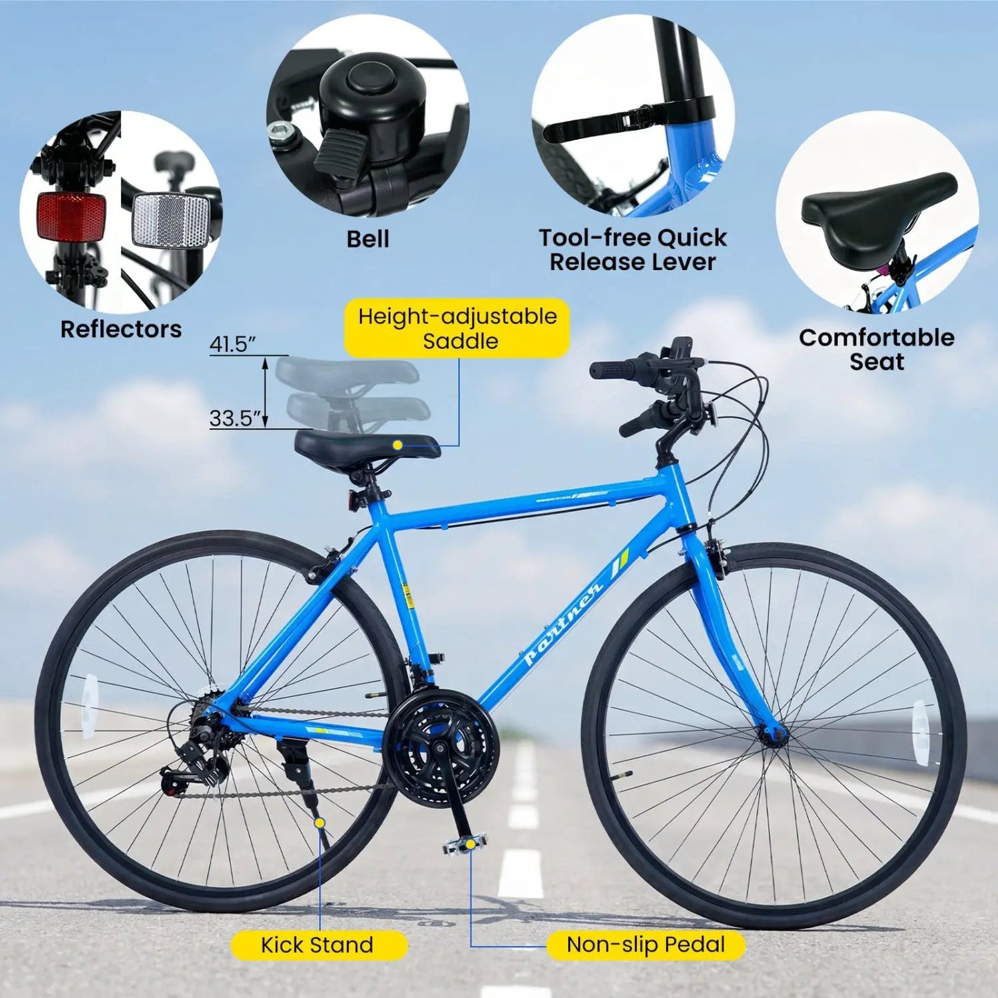 Hybrid Bike for Adults with 700C 18 Speed Shimano
