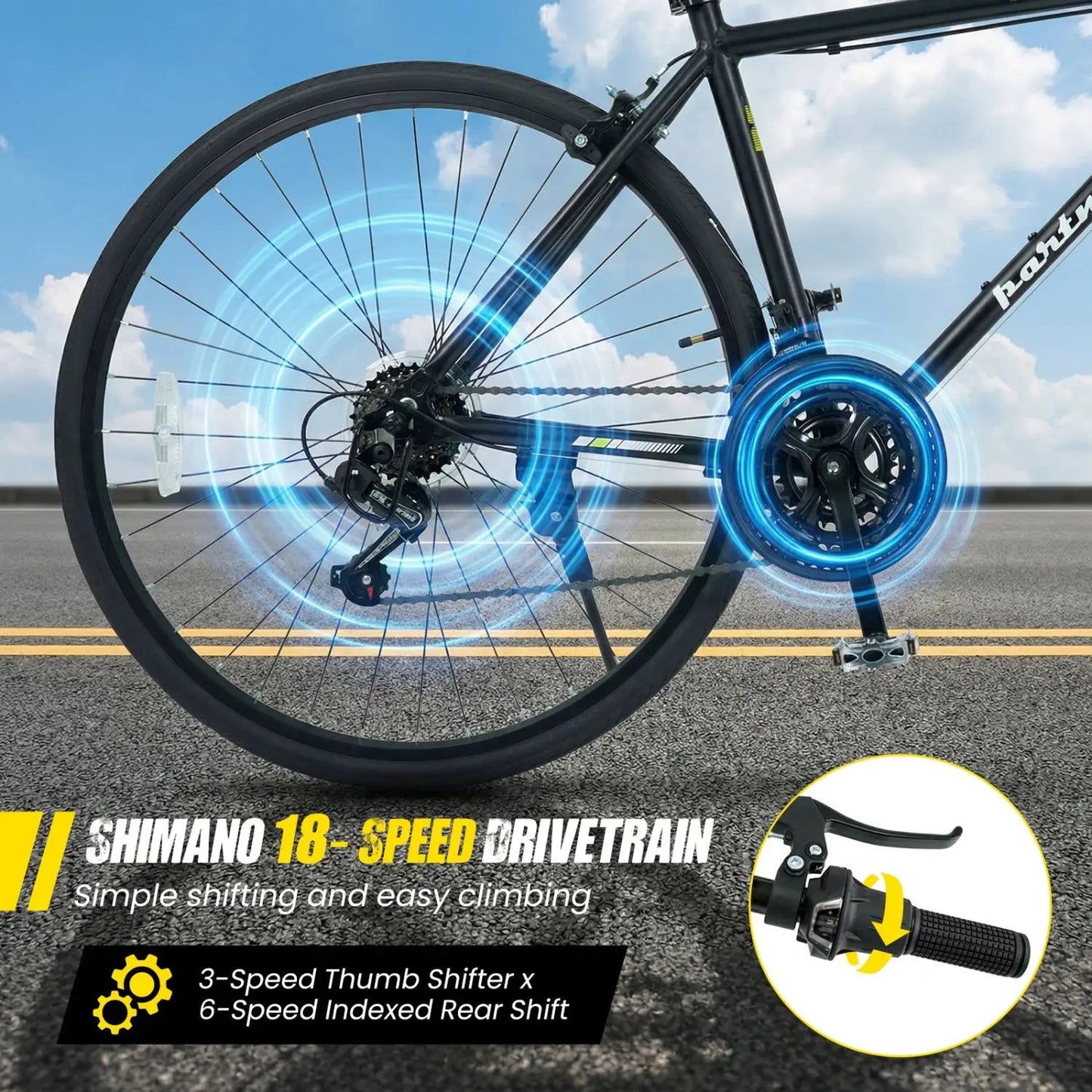Hybrid Bike for Adults with 700C 18 Speed Shimano