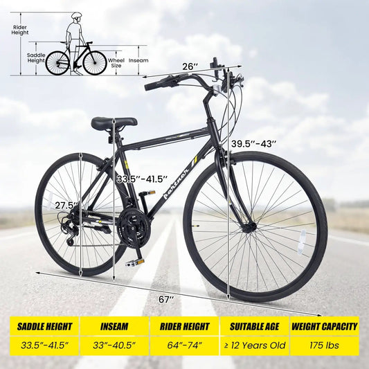 Hybrid Bike for Adults with 700C 18 Speed Shimano