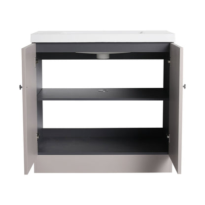 Freestanding Bath Vanity with Resin Sink and Door, gray cabinet, white top on Tampa Home & Garden Store