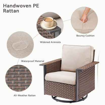 Outdoor Swivel Rocking Chairs by HouseOfZazla, all-weather PE rattan with cushions on Tampa Home & Garden Store